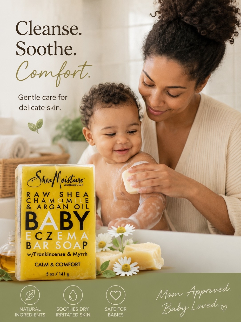 Pack 2 Shea Moisture Raw Shea Chamomile & Argan Oil Eczema Bar Soap Discontinued